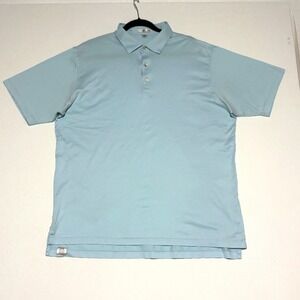 Peter Millar Polo Shirt Mens XL Blue Micro Stripe Cotton Short Sleeve Casual